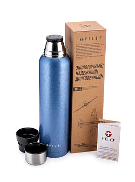 Термос Pilot (1,6л) голубой металлик  PLC-1600-HS